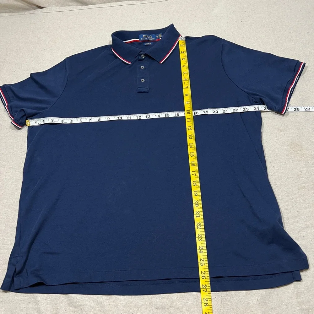 Polo Ralph Lauren Classic Fit Navy Blue Mens Polo Shirt XL Red Pony Logo‎